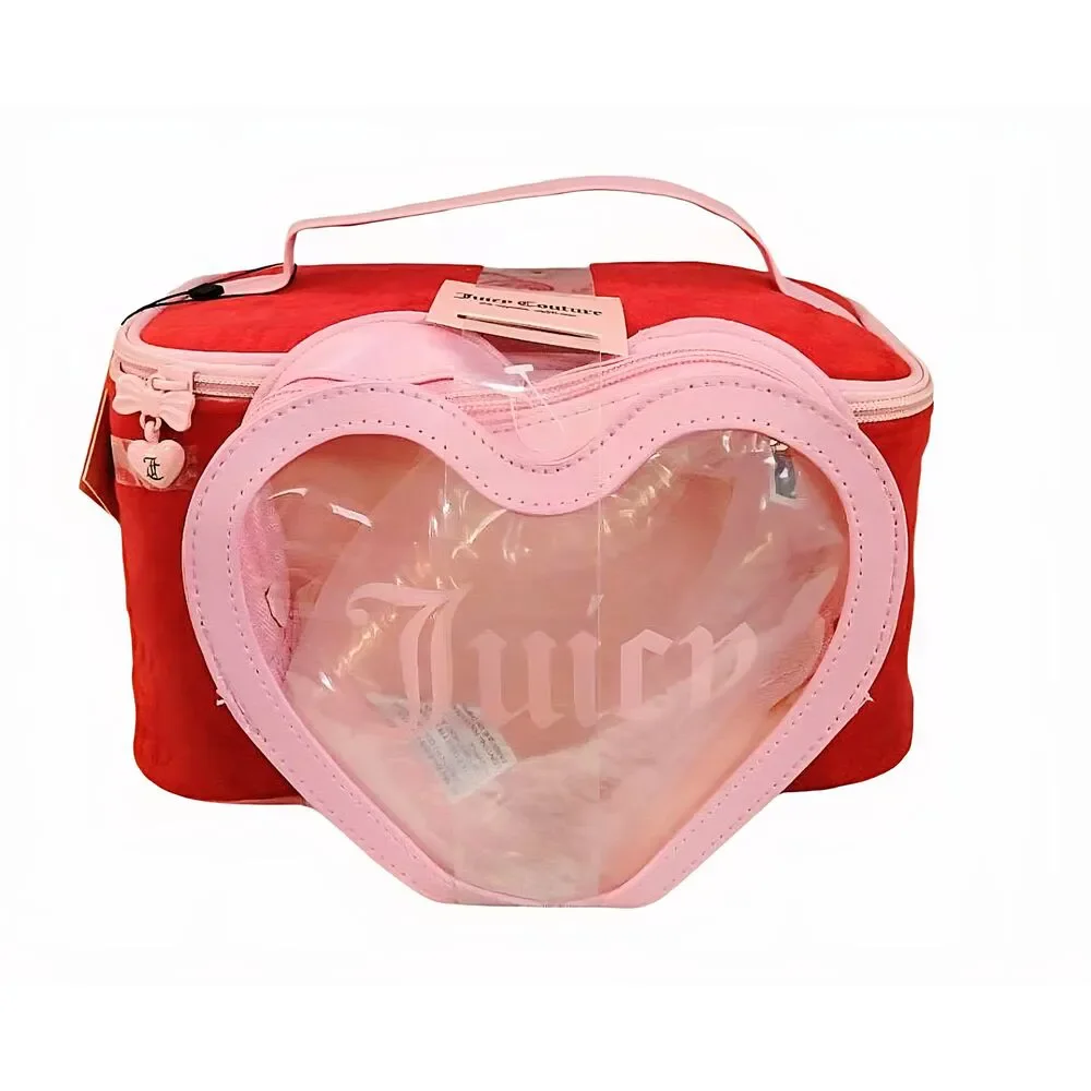 Juicy Couture Heart & Crown Embossed Velour‎ & Transparent Heart-Shaped Cosmetic
